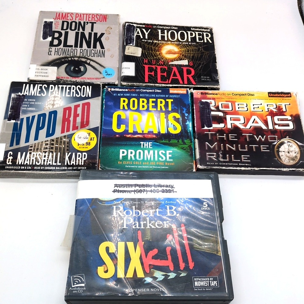 Audio Books CD Suspense‎ Murder Drama Lot of 6 Various Authors Unabridged